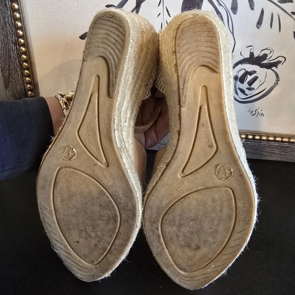 Maria Victoria Women's Espadrilles Wedges Made In Spain Tan Size 37 - Picture 7 of 7
